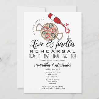 Love & Paella Wedding Rehearsal Dinner Party Invitation