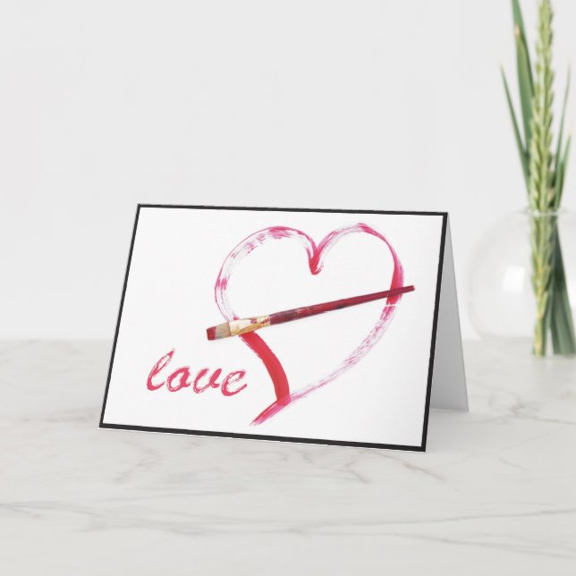 Love Paint Brush Blank Greeting Card (Front)