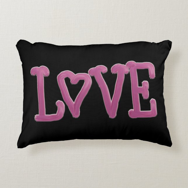 LOVE Painted Lettering Magenta   Accent Pillow (Front)