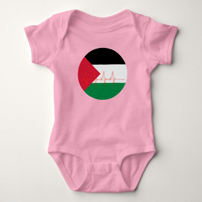 Love Palestine Heart Pulse فلسطين | Free Palestine Baby Bodysuit (Front)