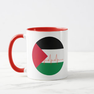 Love Palestine Heart Pulse فلسطين   Free Palestine Mug