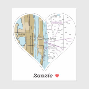 Love Palm Beach Florida Nautical Chart Sticker