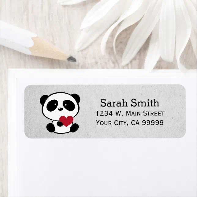 Love Panda Bear Return Address Labels | Zazzle