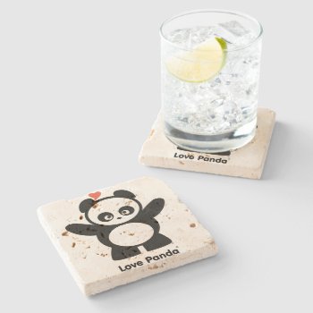 Love Panda® Stone Coaster by CUTEbrandsOFFICE at Zazzle