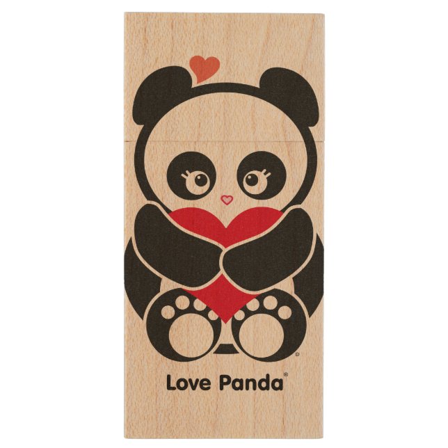 Love Panda® Wood Flash Drive (Back (Vertical))
