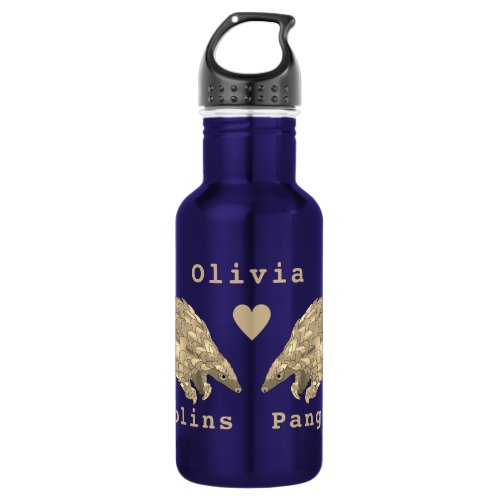 Love Pangolins Endangered Animal Art Olivia Name   Stainless Steel Water Bottle
