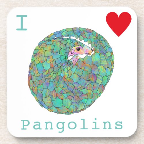 Love Pangolins Endangered Animal Rights Green Art  Beverage Coaster
