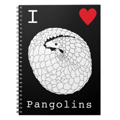 Love Pangolins Endangered Wildlife Monochrome Art Notebook