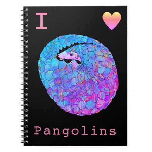 Love Pangolins Endangered Wildlife Purple Pink Art Notebook