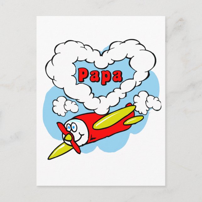 Love Papa Kids Airplane Postcard (Front)