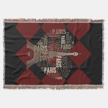 Love Paris | Black Dark Red Throw Blanket by BestPatterns4u at Zazzle