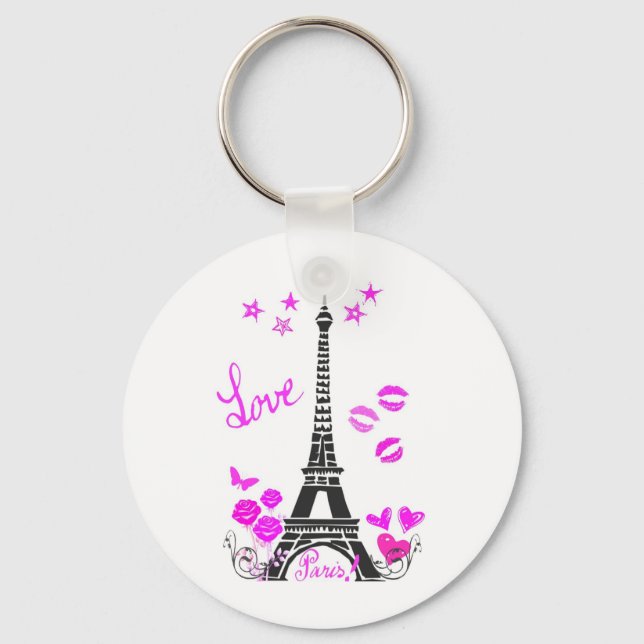 LOVE PARIS EIFFEL TOWER PRINT KEYCHAIN (Front)