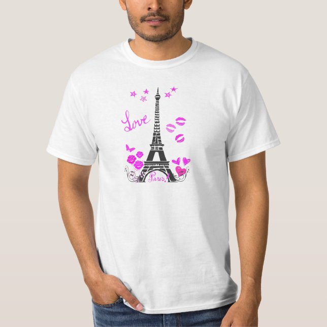 LOVE PARIS EIFFEL TOWER PRINT T-Shirt (Front)