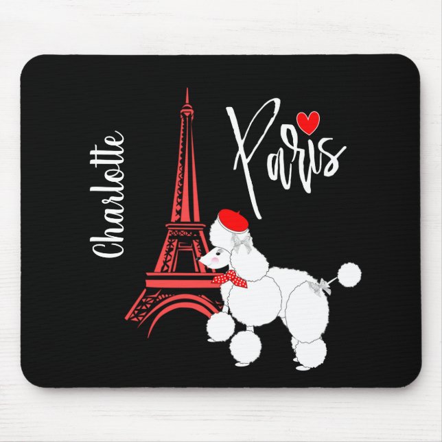 Love Paris French Poodle Super Cute Personalized Mouse Pad (Front)