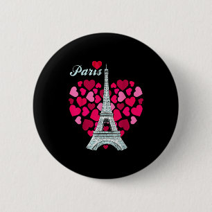 Love Paris Heart Eiffel Tower Souvenir France Fren Button