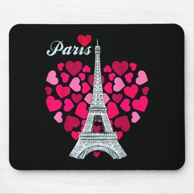 Love Paris Heart Eiffel Tower Souvenir France Fren Mouse Pad (Front)
