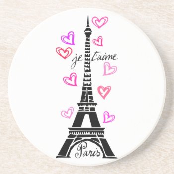 Love Paris Je T'aime Eiffel Tower Print Coaster by CreativeContribution at Zazzle