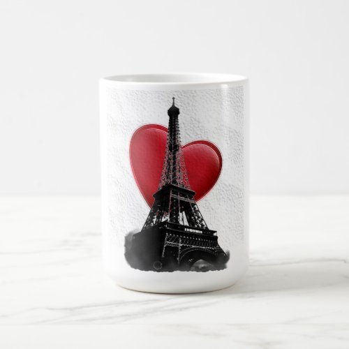 Love Paris Red Heart Eiffel Tower Coffee Mug