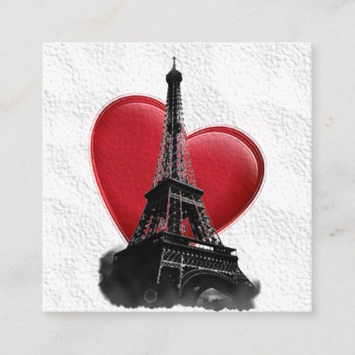 Love Paris Red Heart Eiffel Tower Enclosure Card