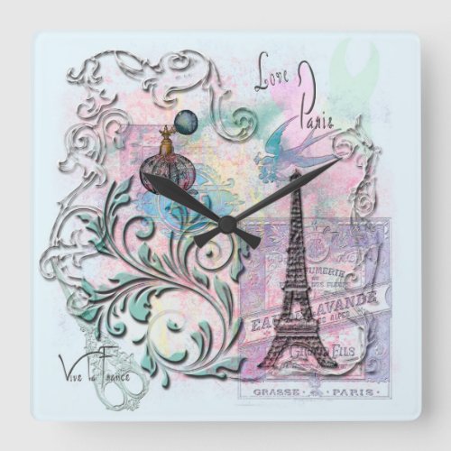 Love Paris Square Wall Clock