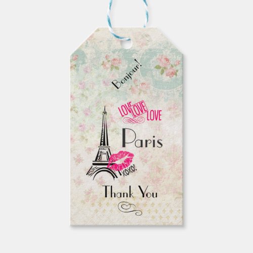 Love Paris with Eiffel Tower Thank You Gift Tags