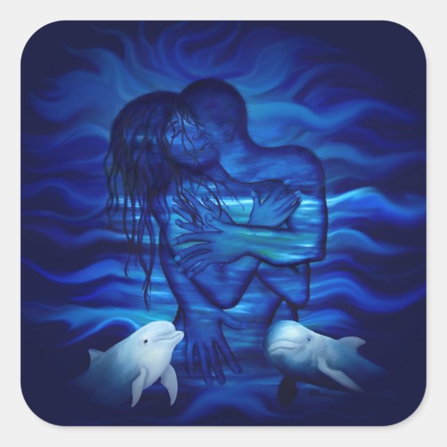 Love, Passion act - pair with Dolphin pair Square Sticker (Front)