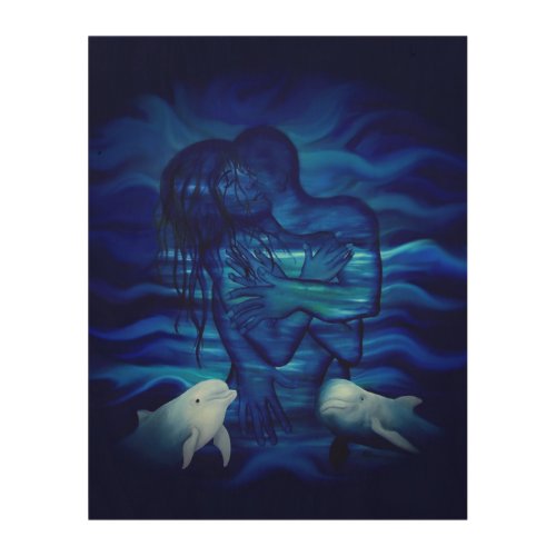 Love Passion act _ pair with Dolphin pair Wood Wall Art