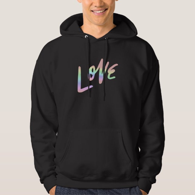 Love Pastel Rainbow Love Cool Hoodie (Front)