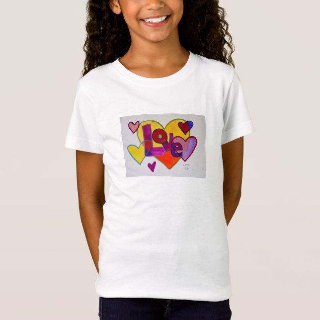 Love Patchwork Hearts Word Art Shirts (Front)