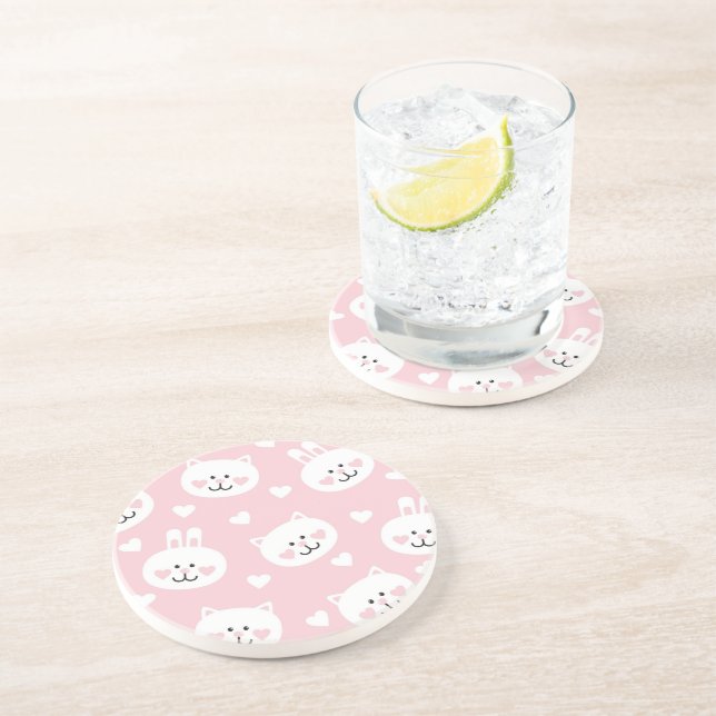 Love Pattern 2 Sandstone Coaster (Side)