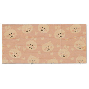 Love Pattern 2 Wood USB Flash Drive