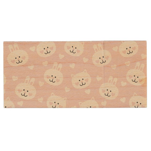 Love Pattern 2 Wood USB Flash Drive (Front)