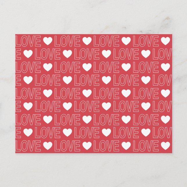 Love Pattern Postcard - White Outline (Front)