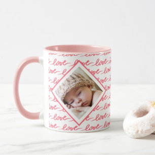 Love Pattern Two Photo Pink Valentine's Day Mug