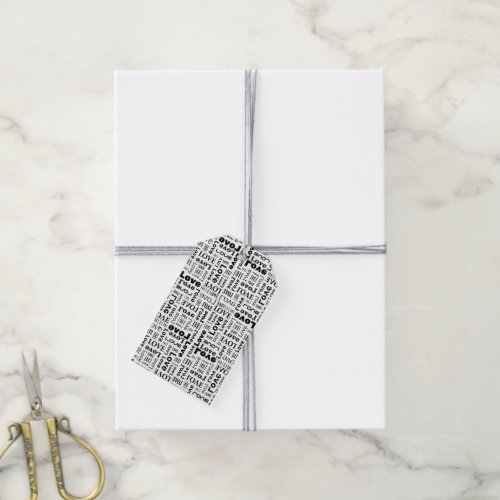 Love Pattern with Black Letters  Gift Tags
