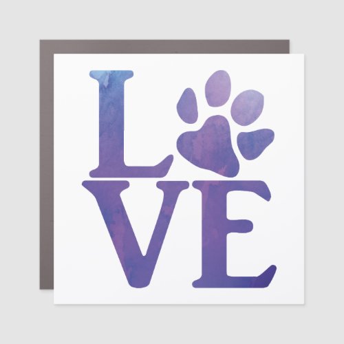 Love Paw Classic Purple Car Magnet