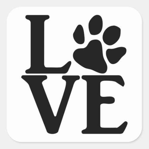 Love Paw Classic Square Sticker