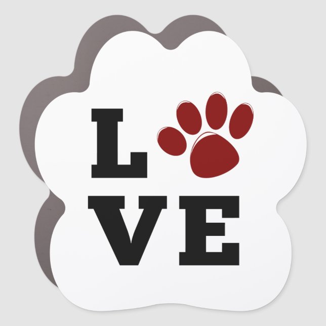 Love Paw Print Animal Lover Dog Lover Car Magnet (Front)