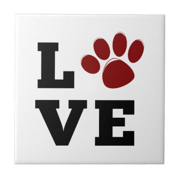 Love Paw Print Animal Lover Dog Lover Ceramic Tile