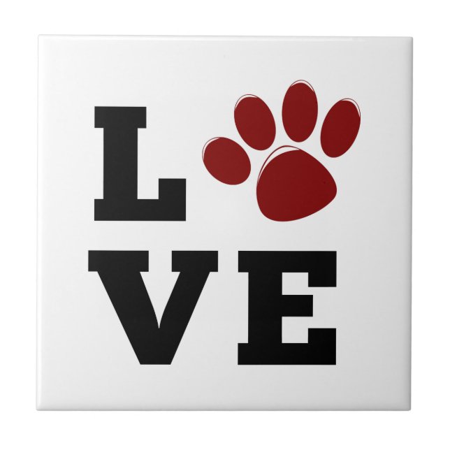 Love Paw Print Animal Lover Dog Lover Ceramic Tile (Front)