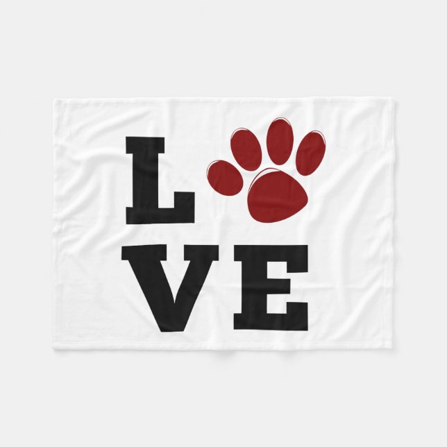 Love Paw Print Animal Lover Dog Lover Fleece Blanket (Front (Horizontal))