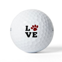 Love Paw Print Animal Lover Dog Lover Golf Balls