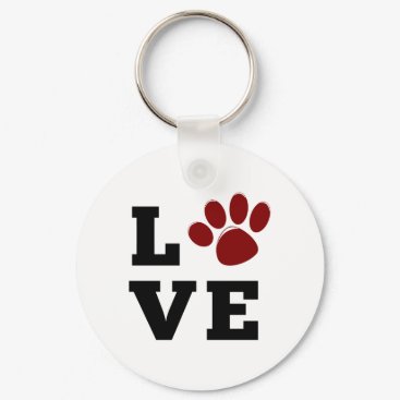 Love Paw Print Animal Lover Dog Lover Keychain