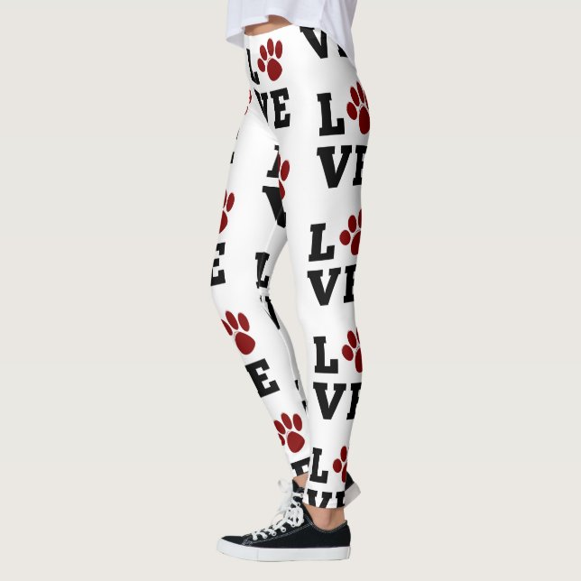 Love Paw Print Animal Lover Dog Lover Leggings (Left)