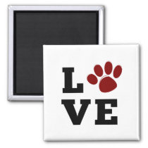 Love Paw Print Animal Lover Dog Lover Magnet