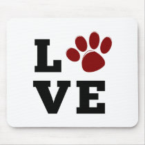 Love Paw Print Animal Lover Dog Lover Mouse Pad