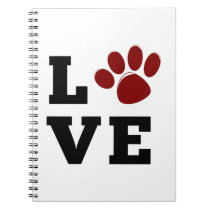 Love Paw Print Animal Lover Dog Lover Notebook