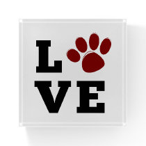 Love Paw Print Animal Lover Dog Lover Paperweight