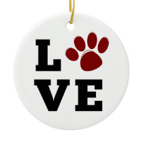 Love Paw Print Animal Lover Dog Lover Photo Ceramic Ornament