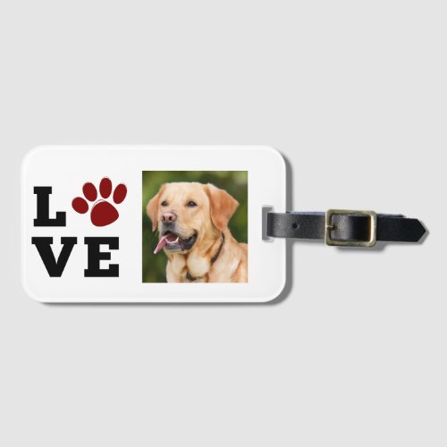 Love Paw Print Animal Lover Dog Lover Photo Luggage Tag